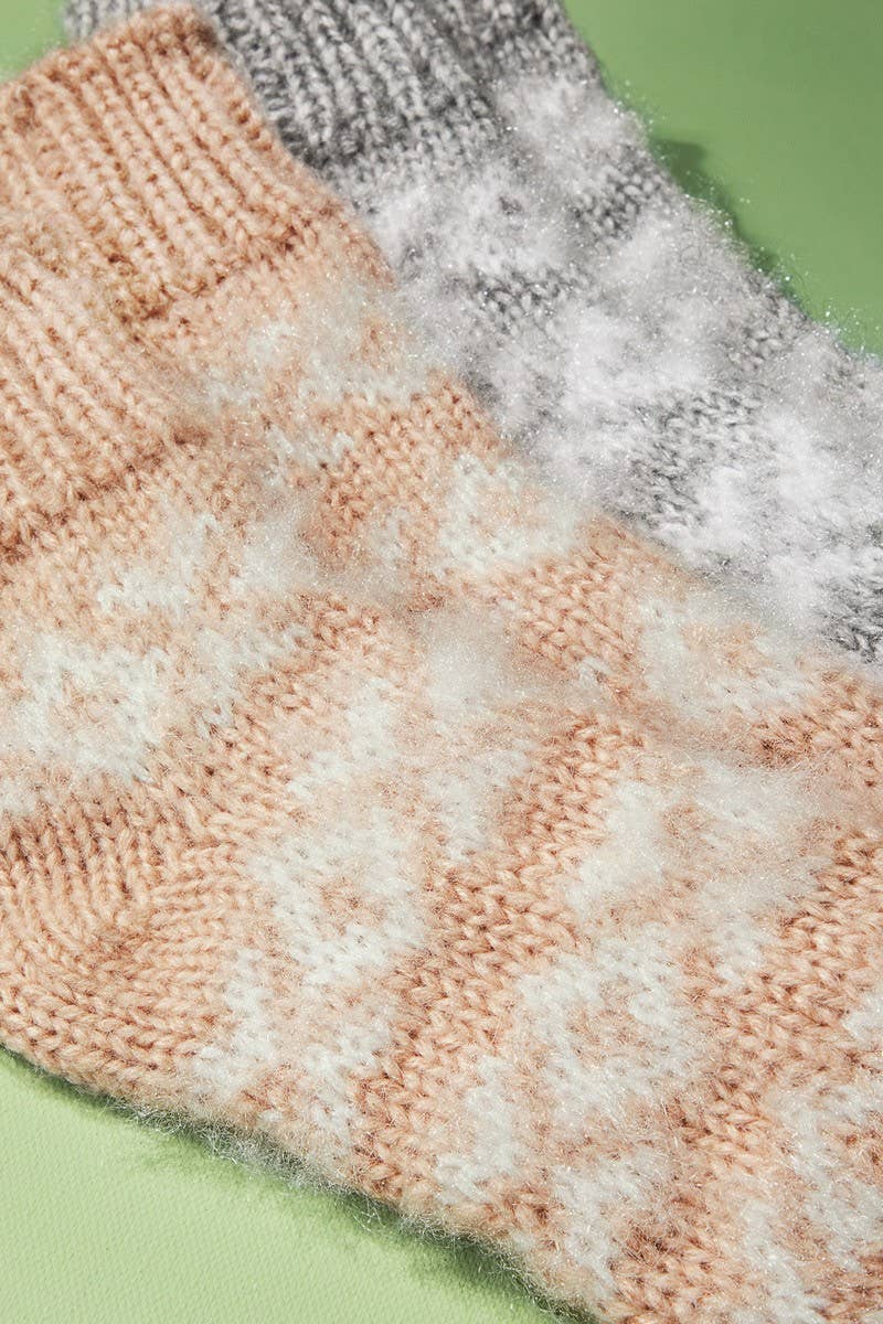Blush Fuzzy Nordic Socks