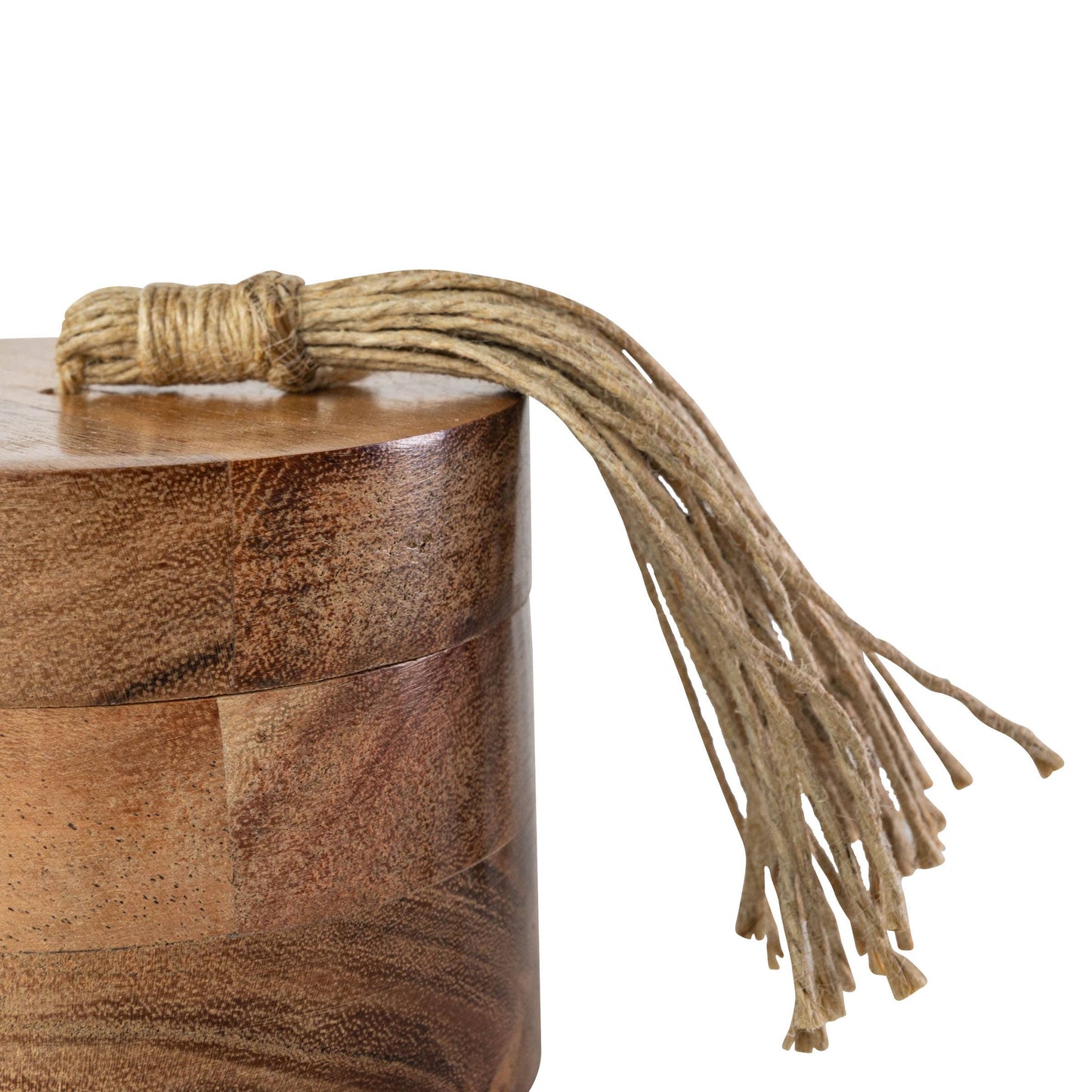 Camellia Acacia Wood & Jute Salt Cellar