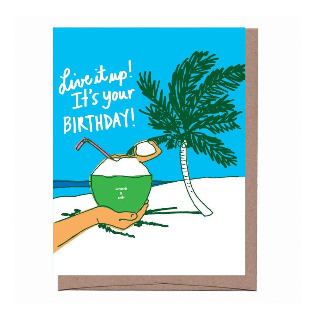 Scratch & Sniff Coconut Drink Birthday Greeting Card