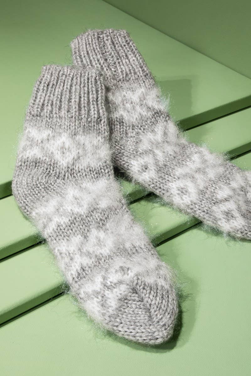 Grey Fuzzy Nordic Socks