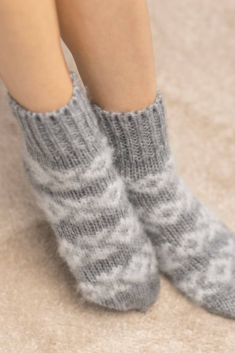 Grey Fuzzy Nordic Socks
