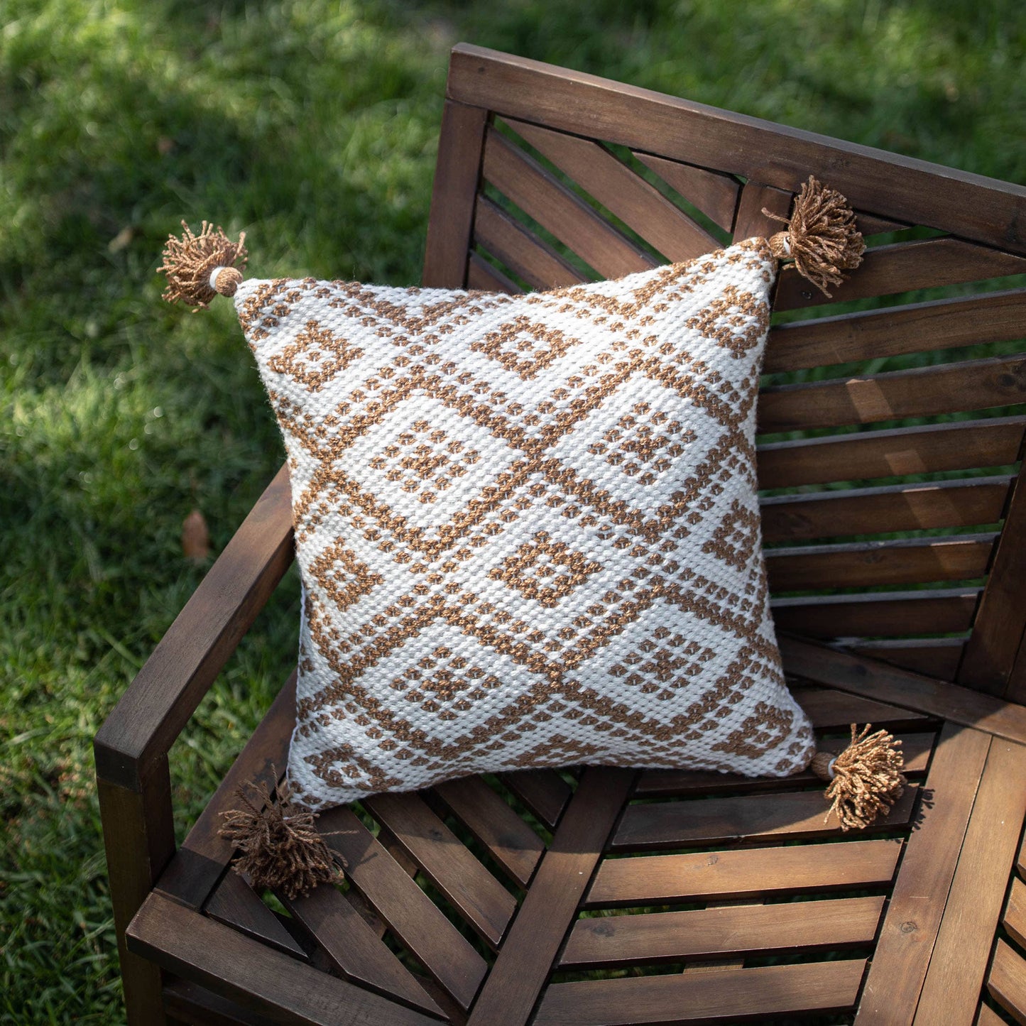 Rook Brown Geo Outdoor Indoor Pillow 18x18