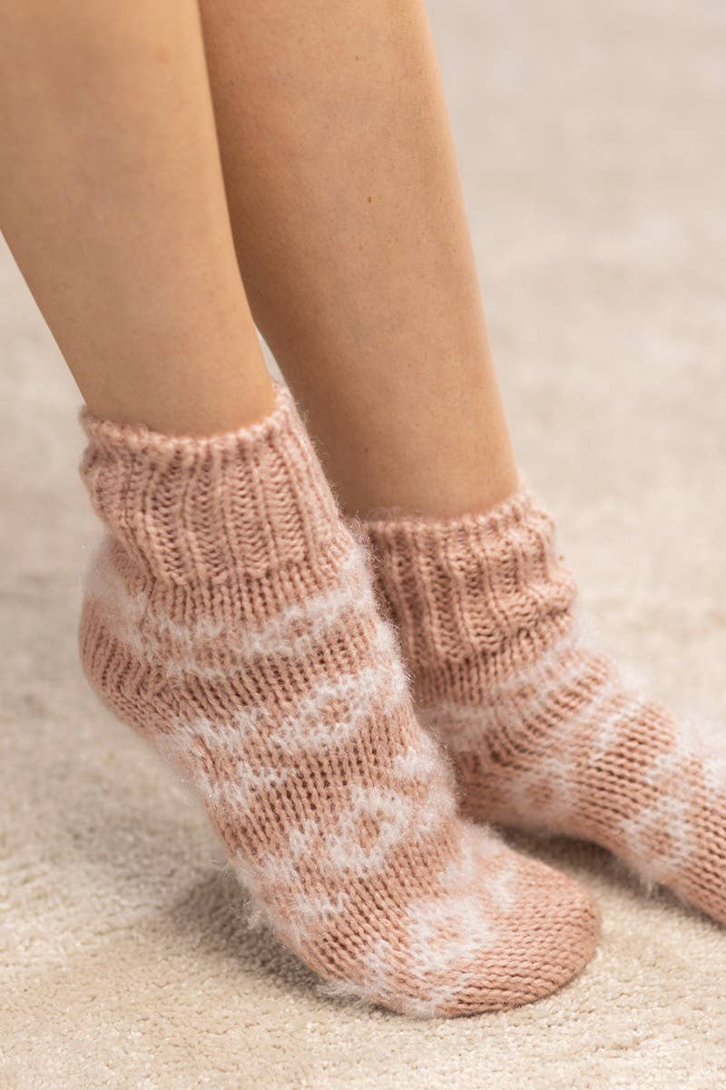Blush Fuzzy Nordic Socks