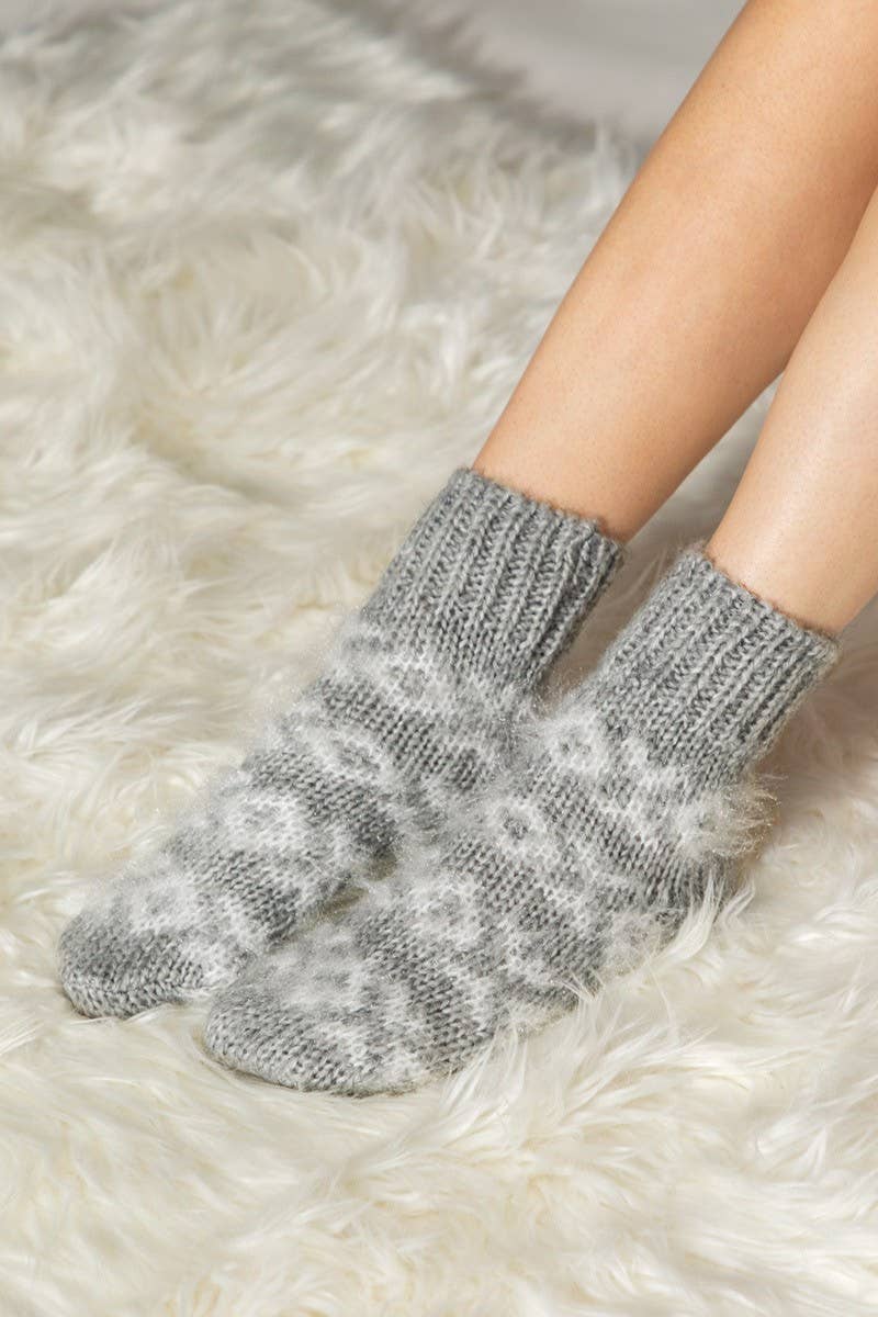 Grey Fuzzy Nordic Socks