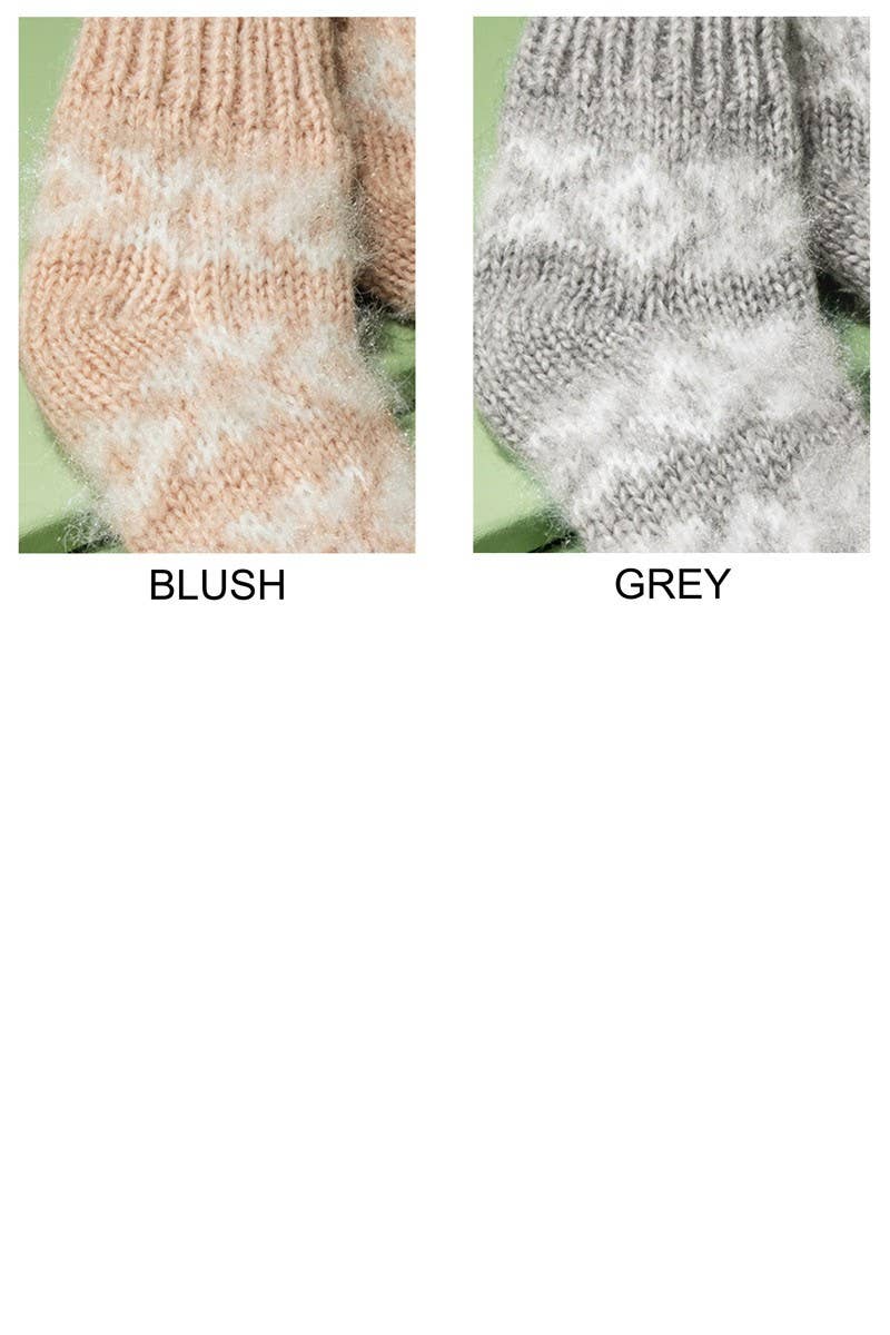 Blush Fuzzy Nordic Socks