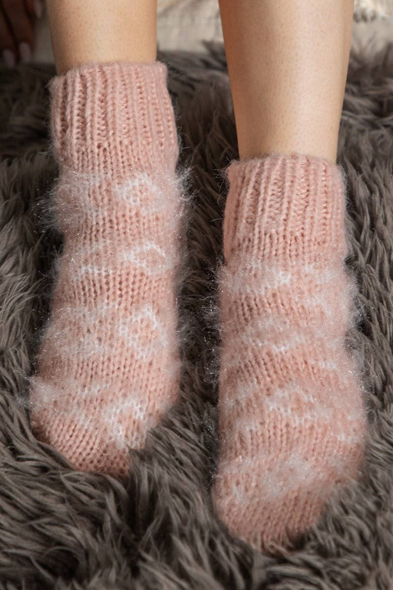 Blush Fuzzy Nordic Socks