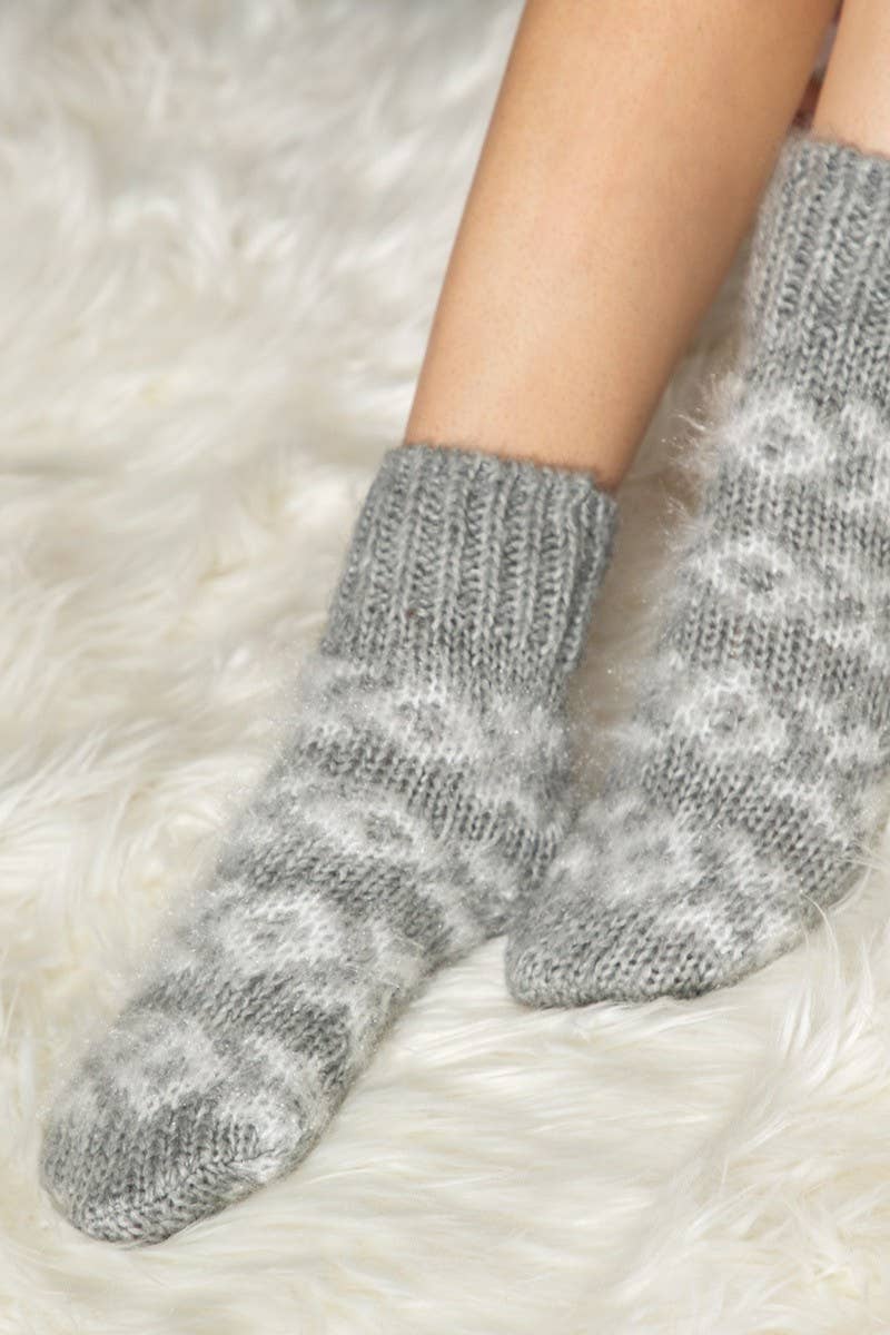 Grey Fuzzy Nordic Socks