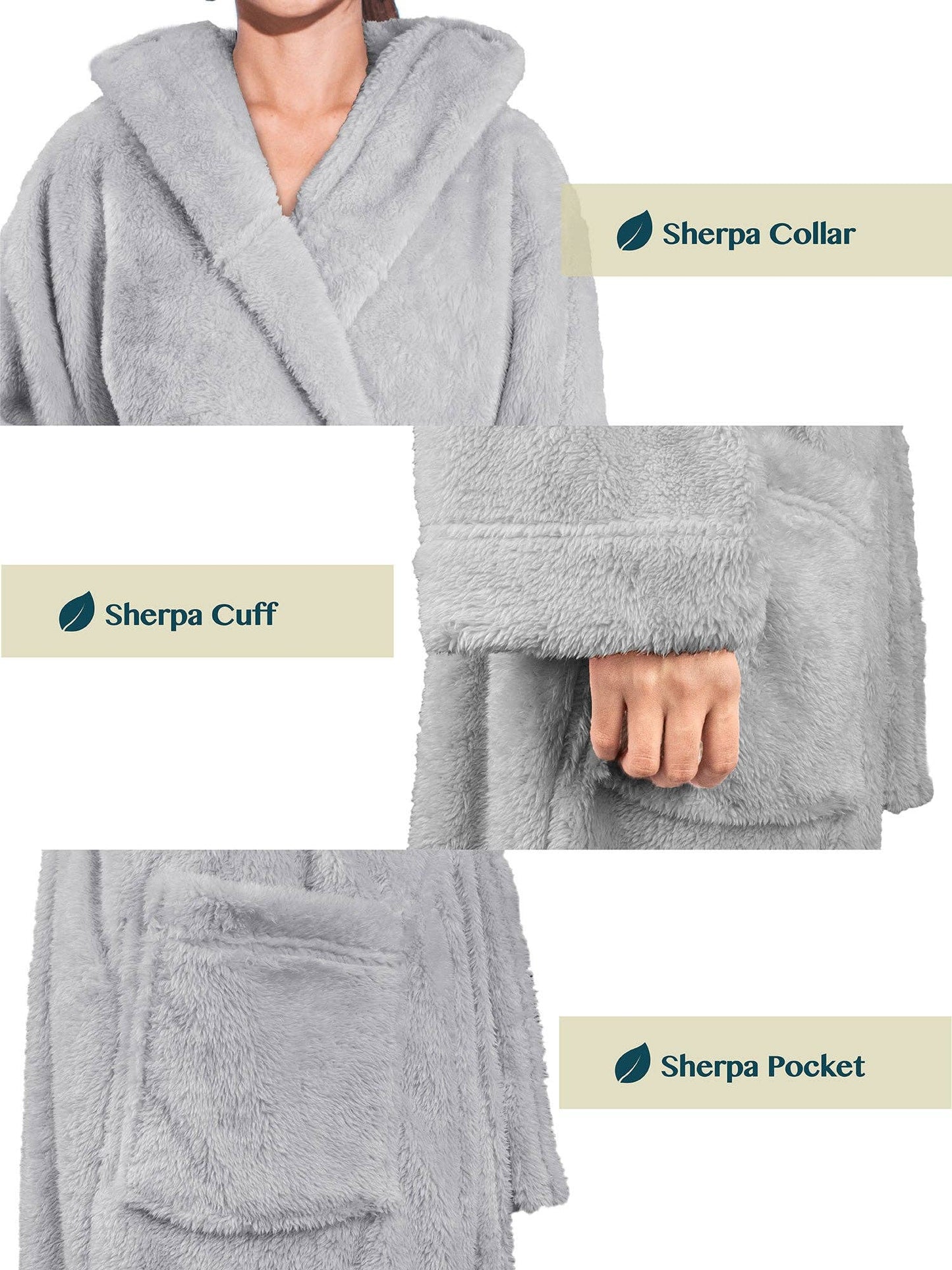 Dusty Blue Fluffy Robe with Hood