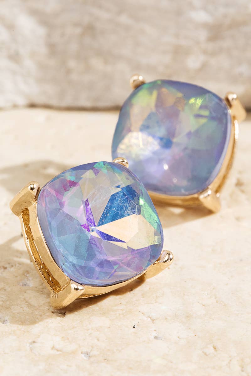 Opal Glass Stud Earrings