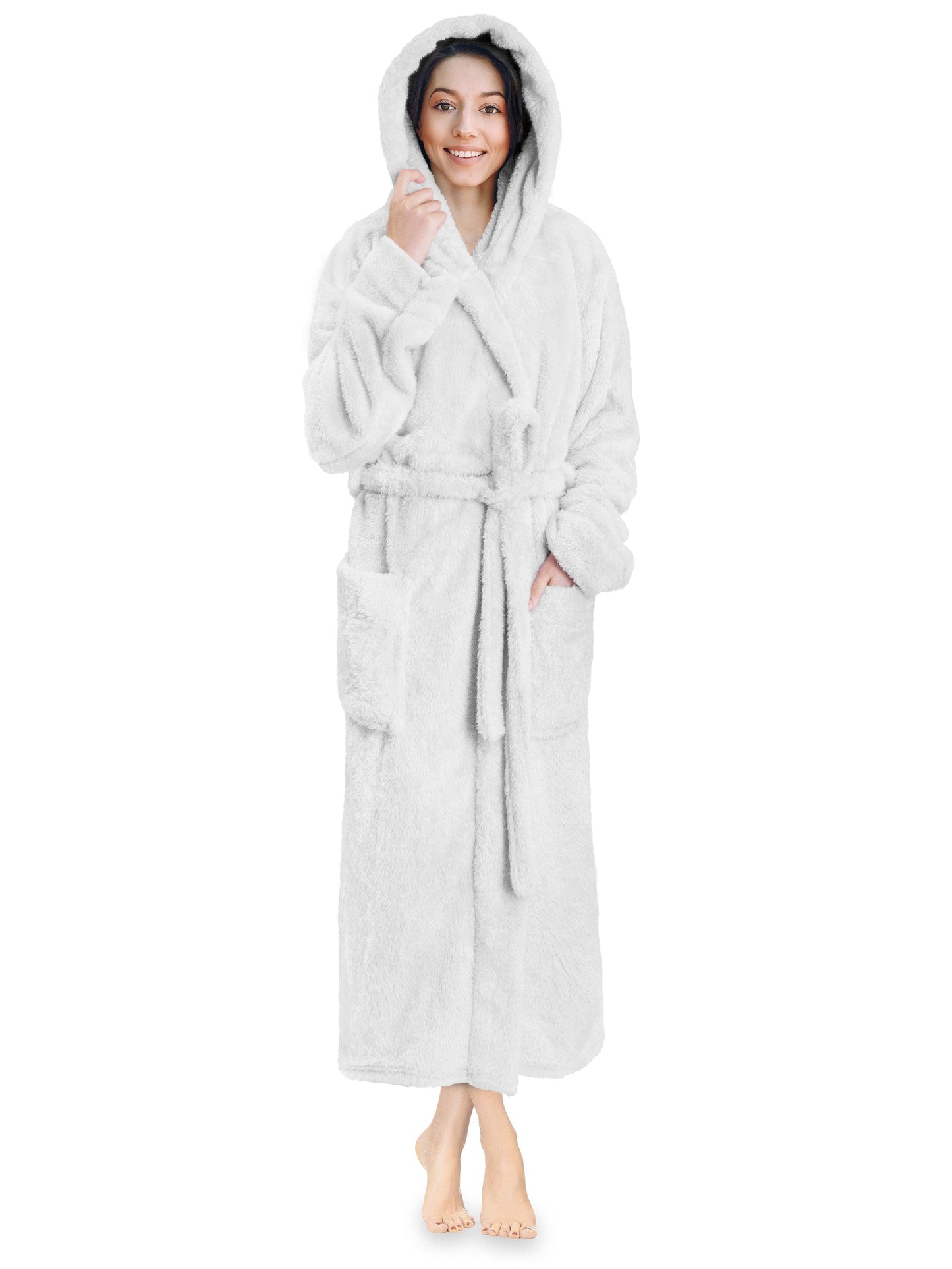 Dusty Blue Fluffy Robe with Hood