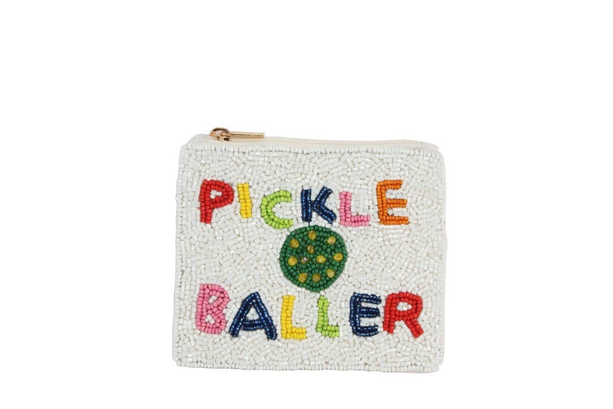 Pickle Baller Beaded Coin Purse