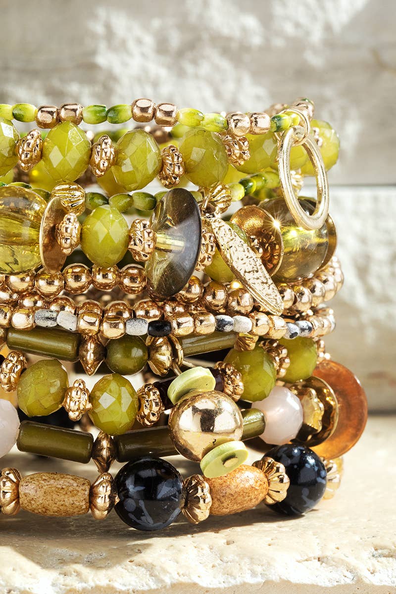 Citron Layered Beaded Bracelet Set