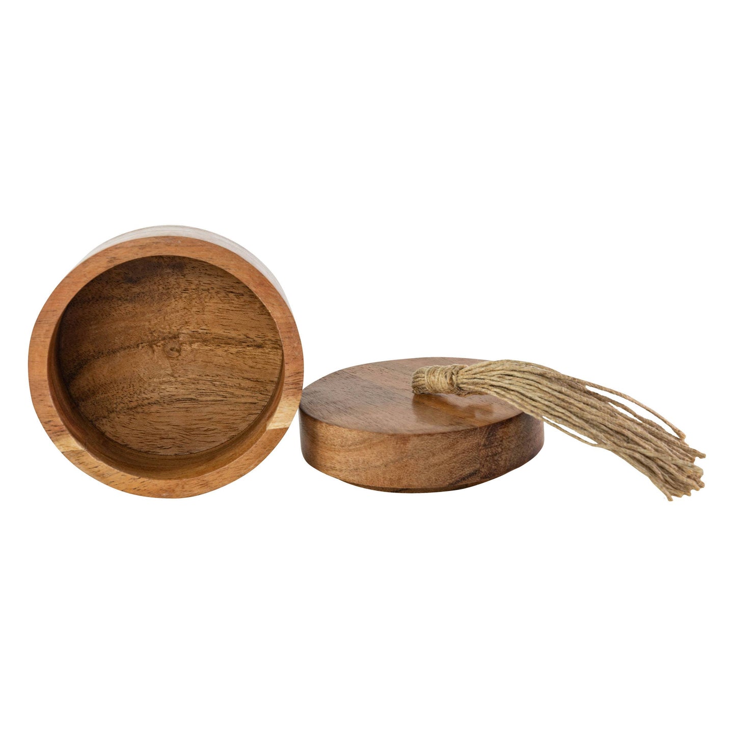 Camellia Acacia Wood & Jute Salt Cellar