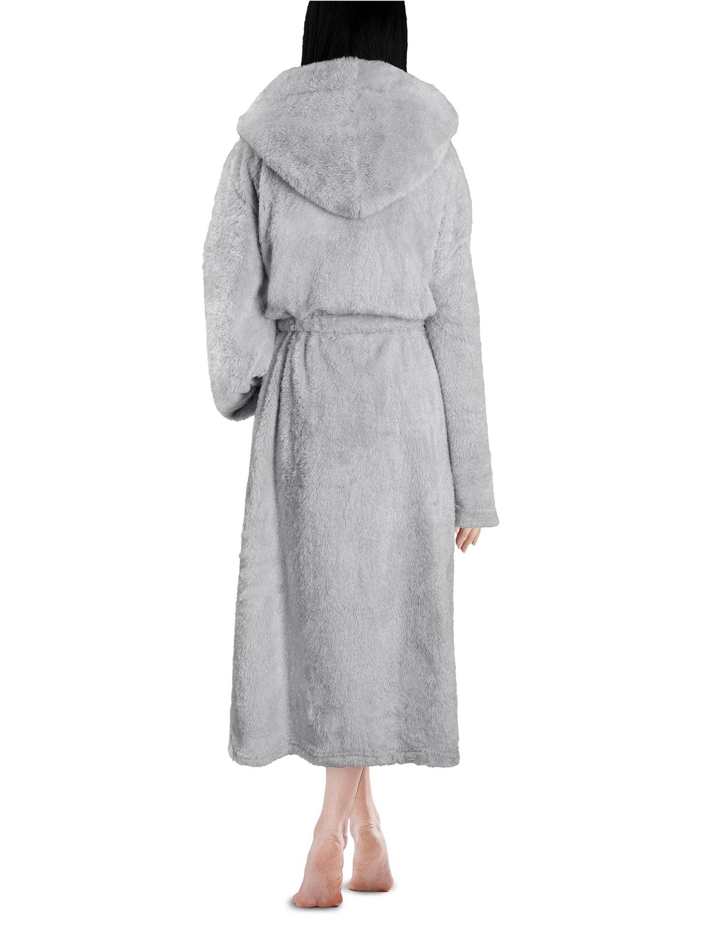 Dusty Blue Fluffy Robe with Hood