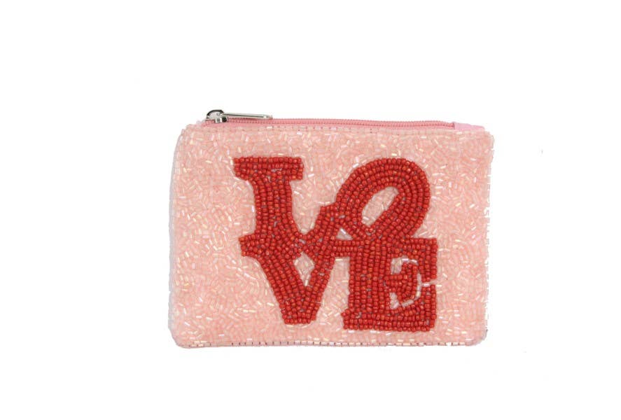LOVE Beaded Coin Purse