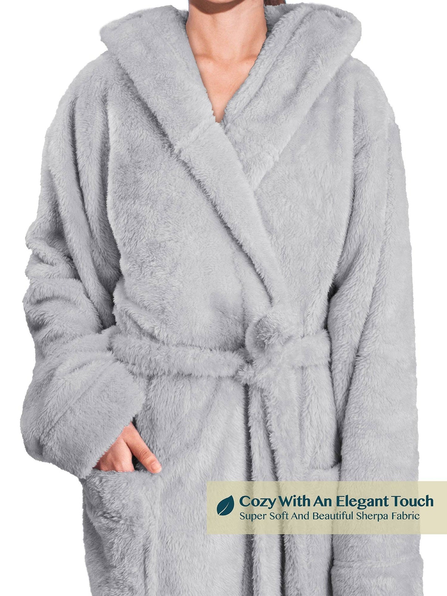 Dusty Blue Fluffy Robe with Hood