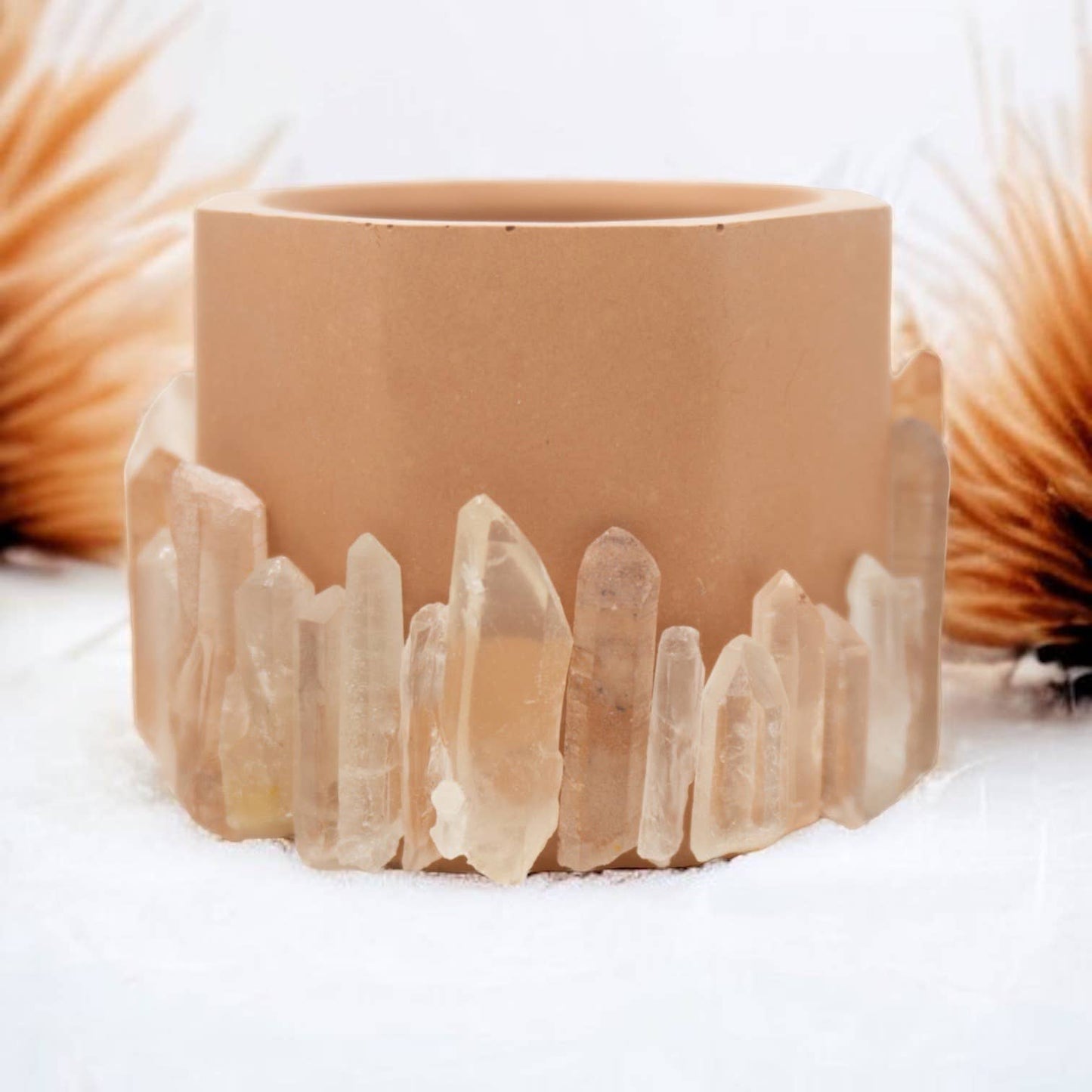 Mini Crystal Point Cement Planter: Orange / No Drainage Hole