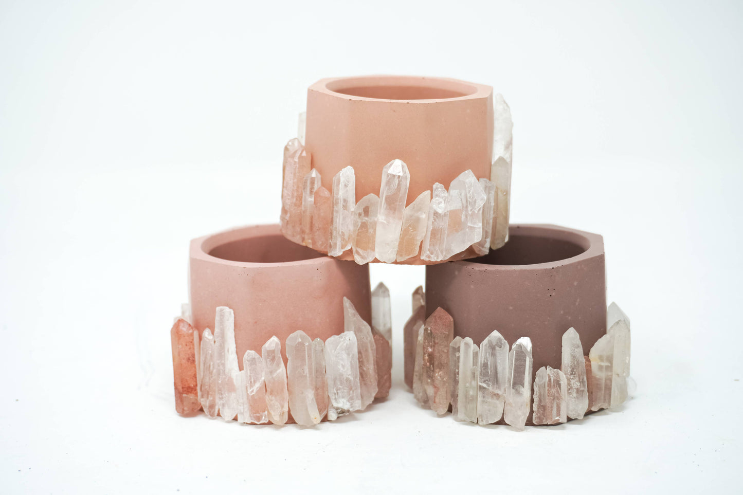 Mini Crystal Point Cement Planter: Mint / No Drainage Hole