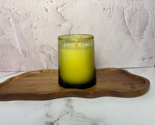Etched Moroccan Glass Candle- Peppercorn Hinoki