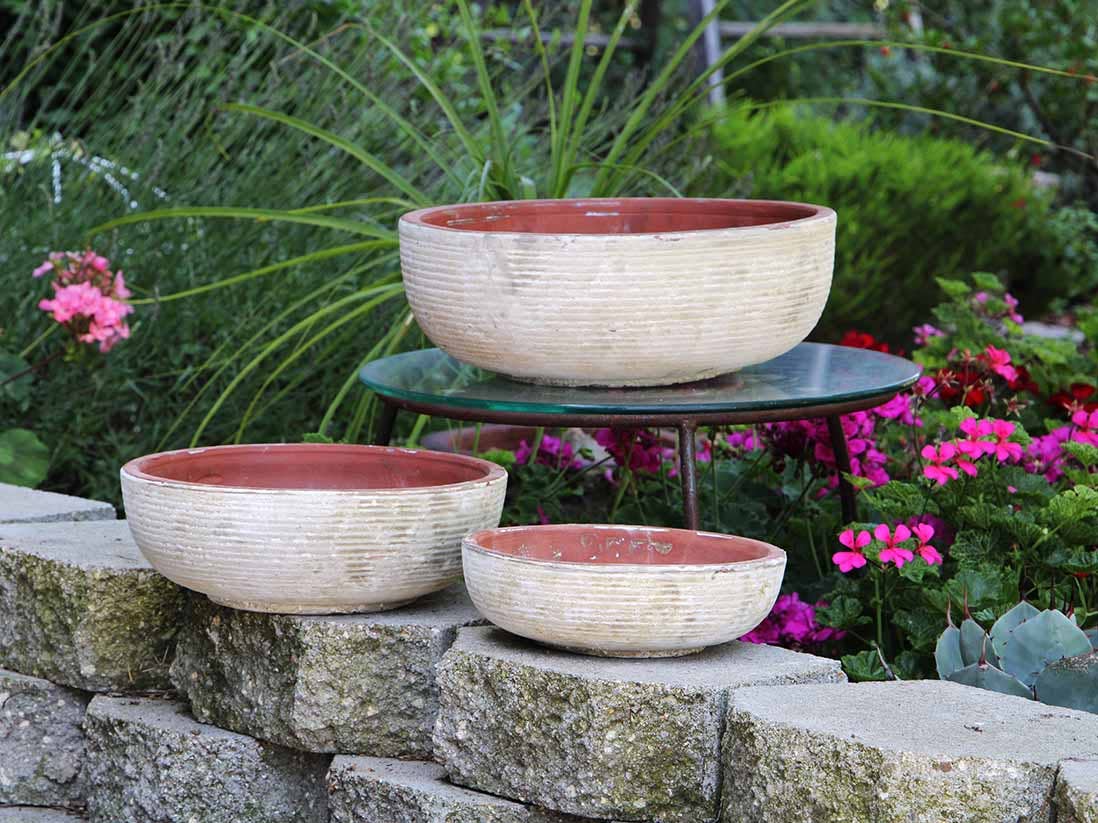 Handthrown Bowl, Aegean White, Set Of 3 - 14.0" X 6.0", 12.0" X 5.0", 9.5" X 3.5"